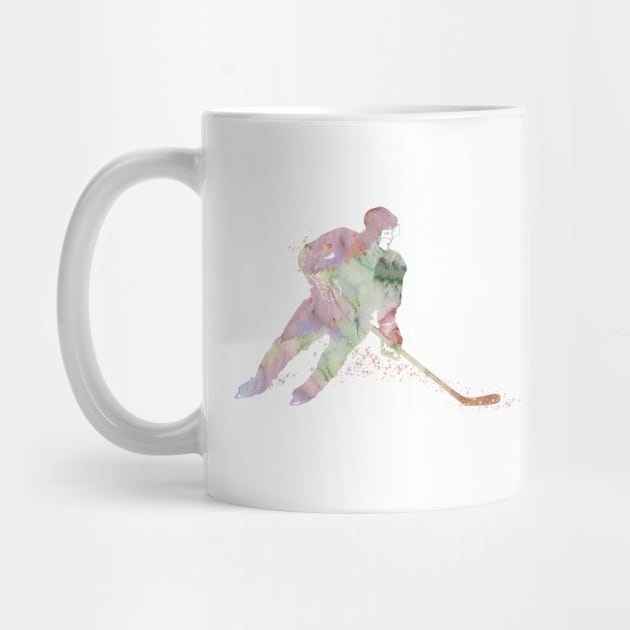 Girl Ice Hockey Player Watercolor Sport Gift by LotusGifts